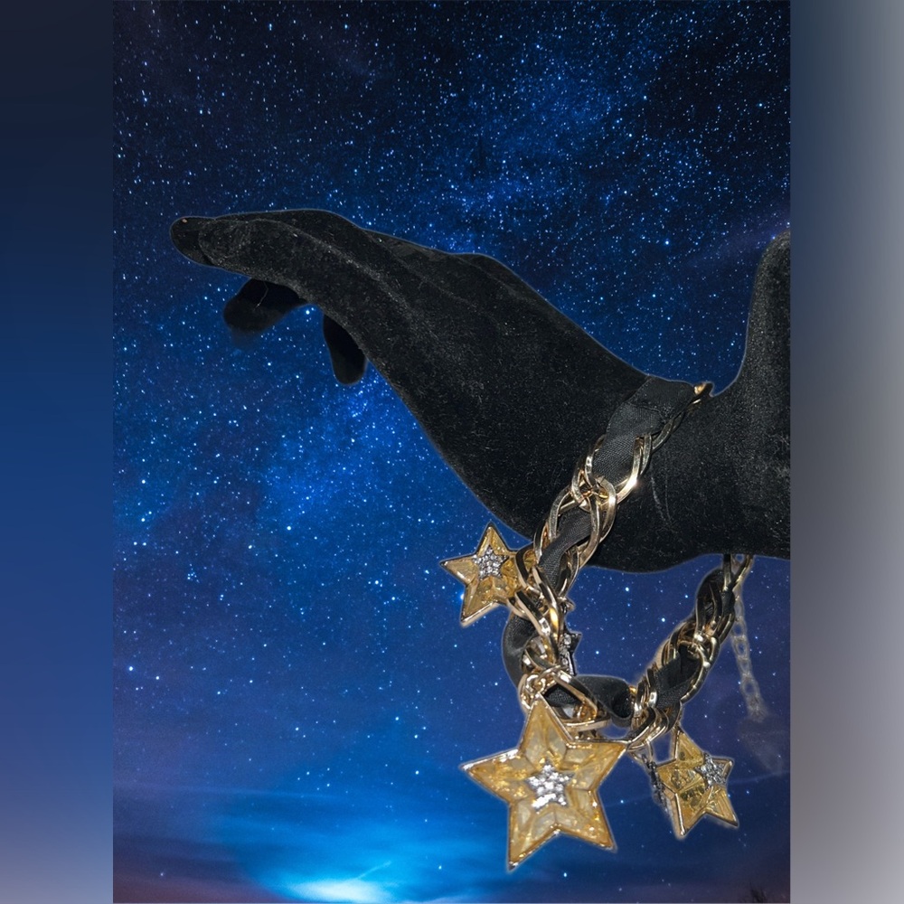 Betsey Johnson Celestial Punk Star Charm Bracelet Crystal